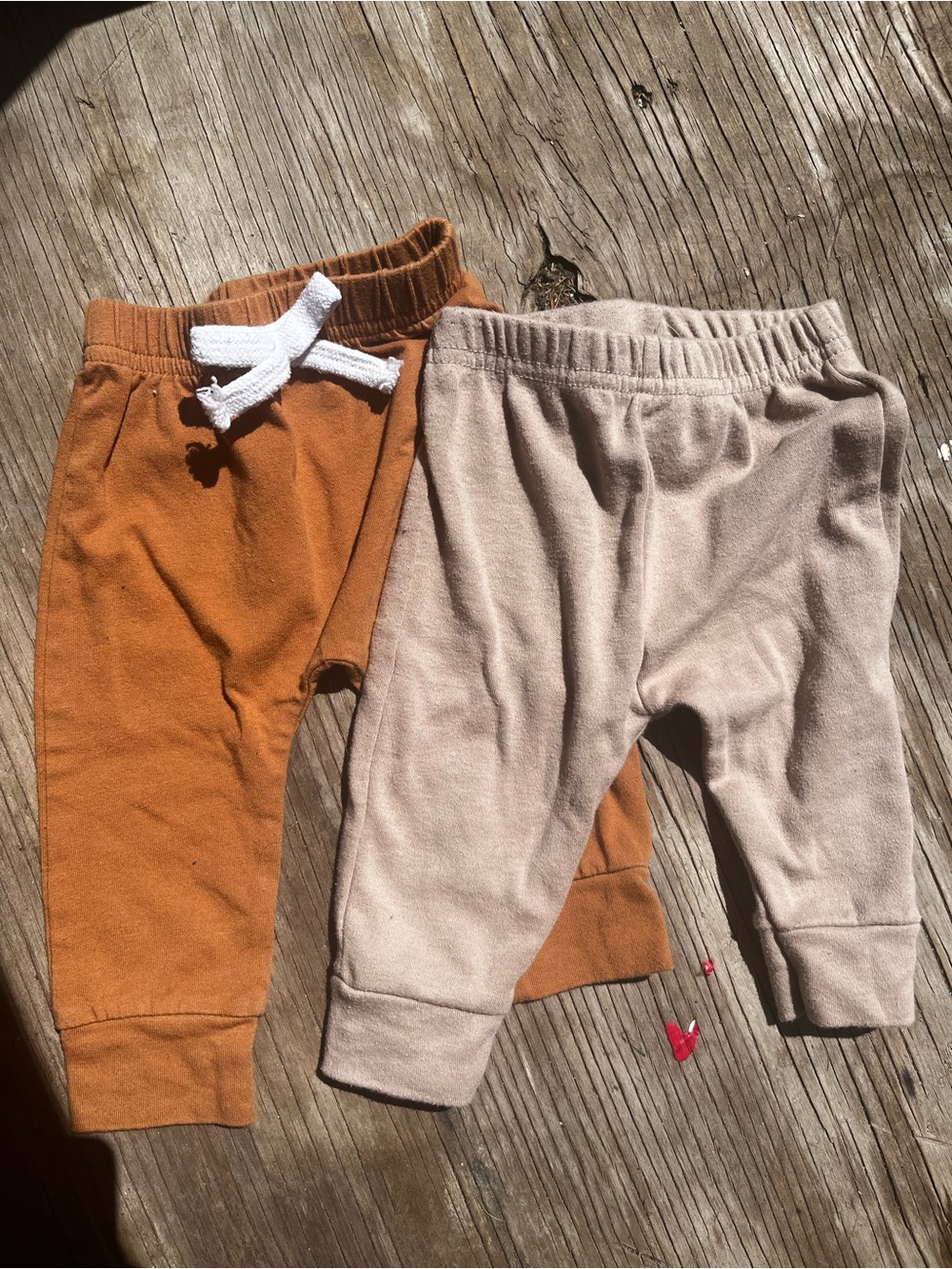 set of 2 baby jogger pants in terracotta brown and tan